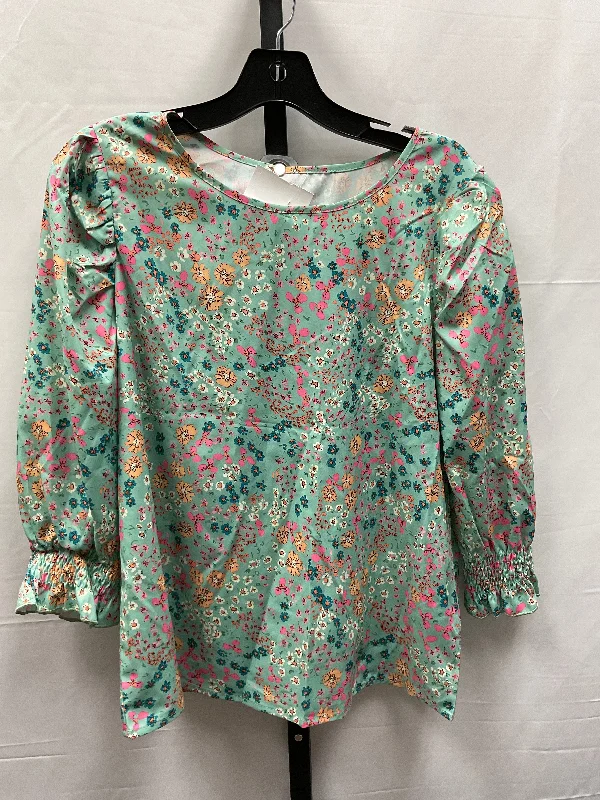 women's long sleeve tops with international brandingFloral Print Top Long Sleeve Shein, Size M