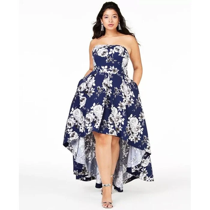 women's off-the-shoulder dressesSpeechless Women's Trendy Plus Size Strapless High-Low Gown Navy Size Square 24 - Square 24