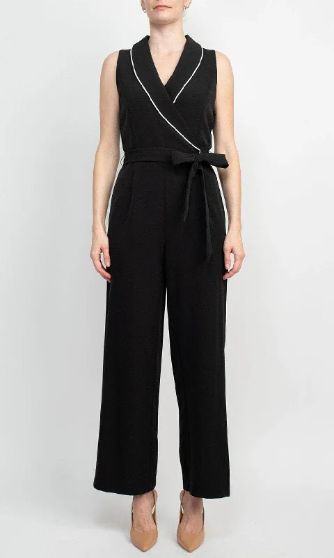 women's jumpsuits for minimalist fashionTahari TD001031 - Sleeveless Jumpsuit