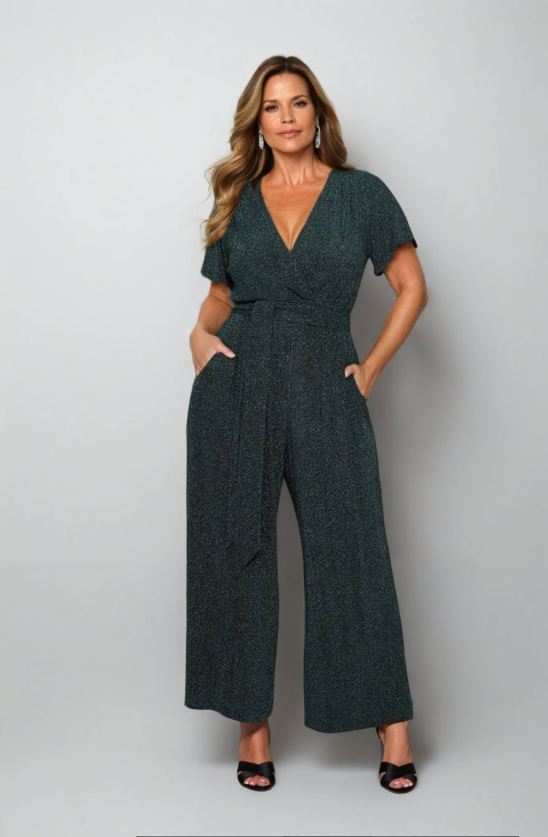 women's jumpsuits with pocketsHelena Cap Sleeve Jumpsuit Emerald