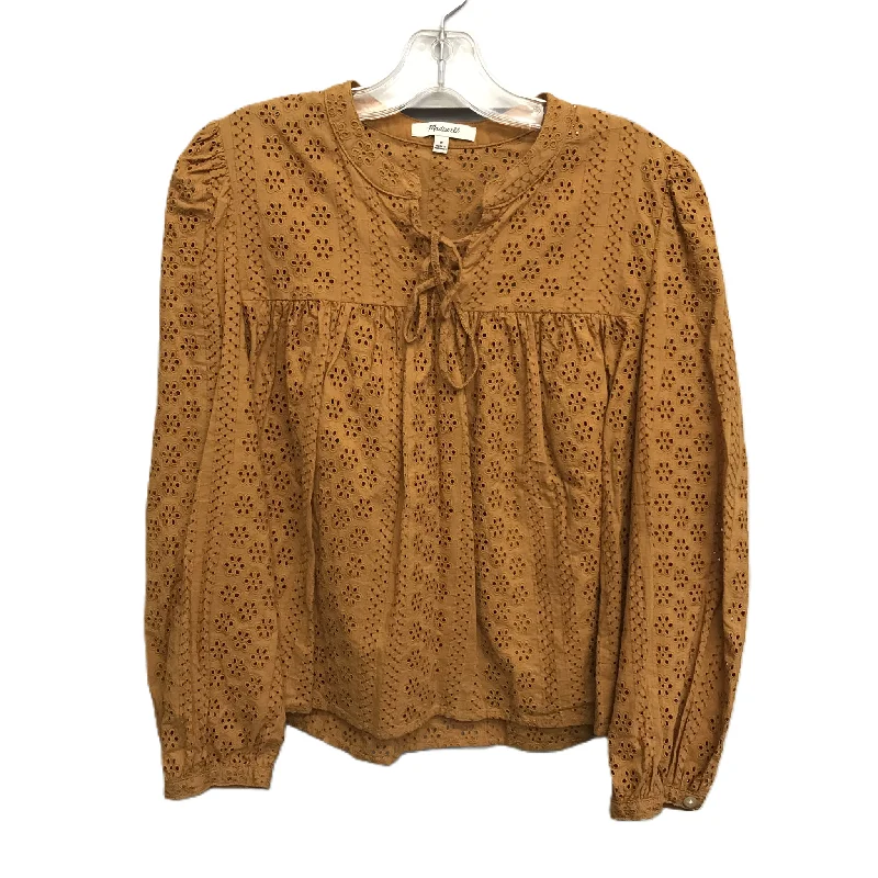 women's long sleeve tops made of cashmereTan Top Long Sleeve By Madewell, Size: M