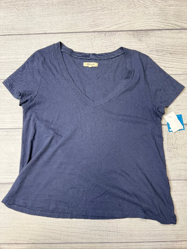 women's T-shirts with zippered closuresBlue Top Short Sleeve Basic Madewell, Size S