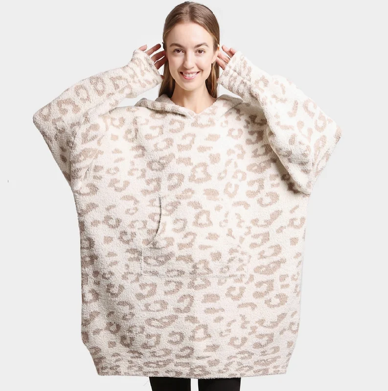 women's tops for beach outingsLeopard Print Soft Hooded Snuggie With Pockets - 2 Colors!