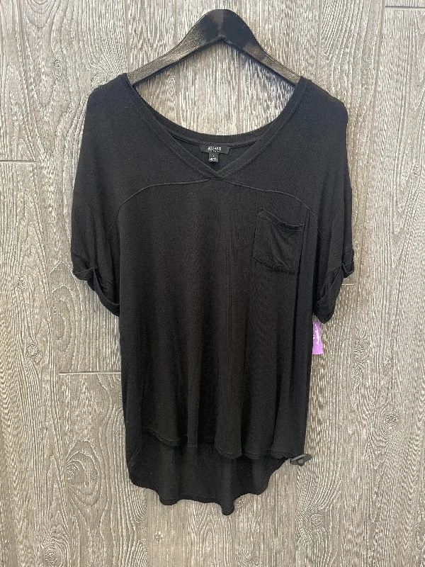 women's T-shirts with oversized fitsBlack Top Short Sleeve Alfani, Size L