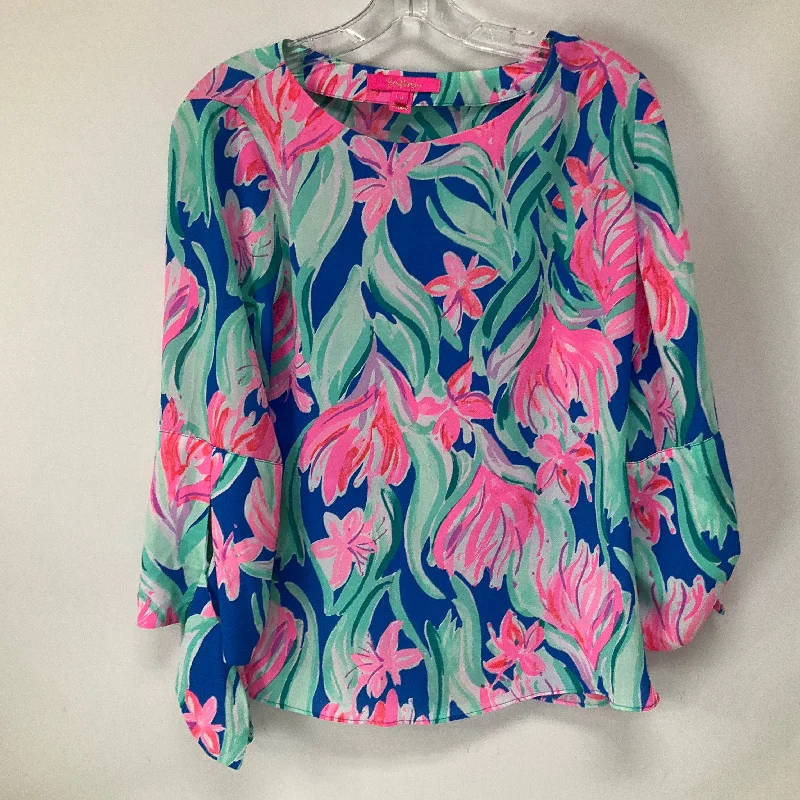 chic women's long sleeve topsTropical Print Top Long Sleeve Lilly Pulitzer, Size S