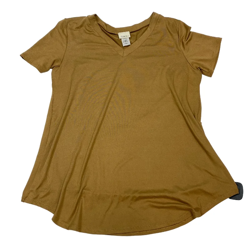 women's T-shirts with body-hugging designsBrown Top Short Sleeve Basic P & Rose, Size S