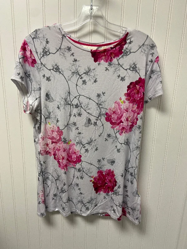 women's T-shirts with zippered closuresWhite Top Short Sleeve Designer Ted Baker, Size S