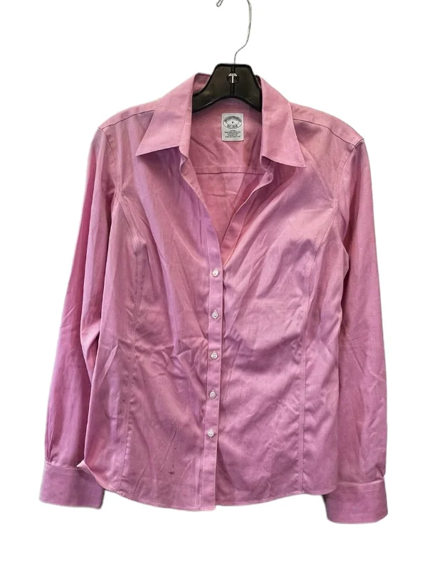 women's long sleeve tops with thermal liningPink Top Long Sleeve Brooks Brothers, Size M