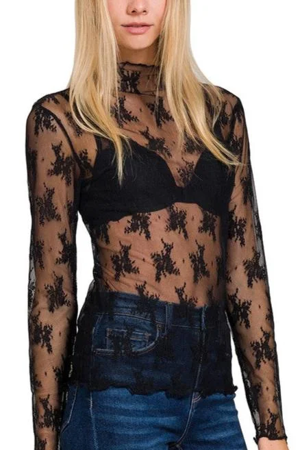 women's tops for those who want to make a fashion statementSheer Lace Mock Tops - 2 Colors!