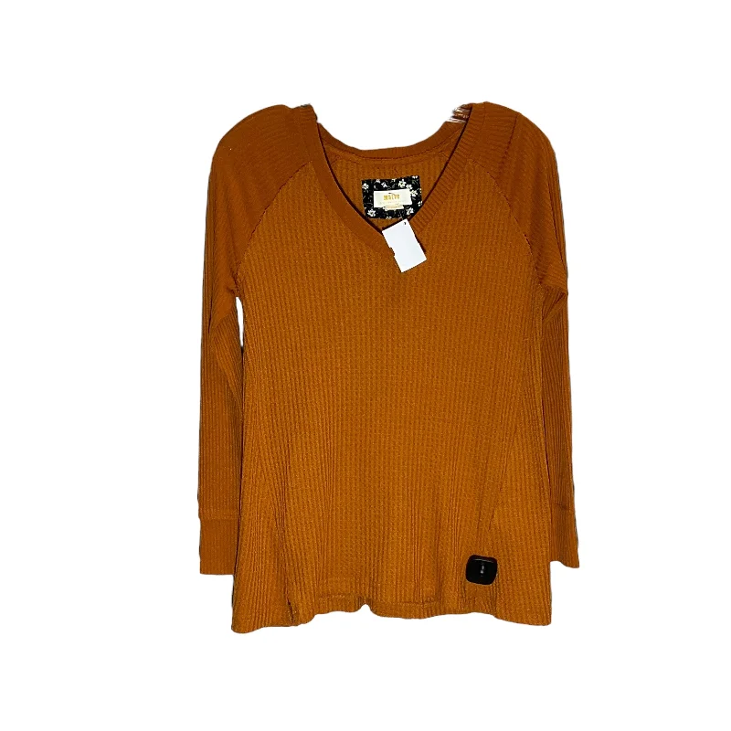 women's long sleeve tops with body-hugging silhouettesOrange Top Long Sleeve Maeve, Size Xs