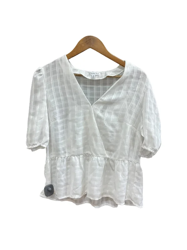 women's T-shirts with peplum hemsWhite Top Short Sleeve Ophelia Roe, Size M