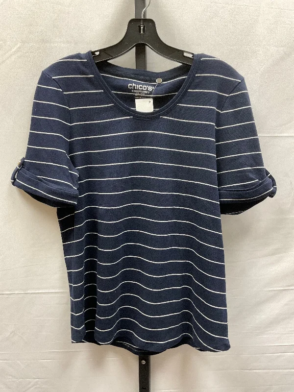 women's T-shirts with ethical sourcingStriped Pattern Top Short Sleeve Chicos, Size M