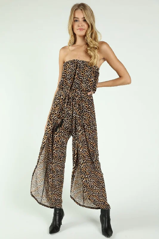 women's jumpsuits with Peter Pan collarsBorn to be Wild Leopard Jumpsuit