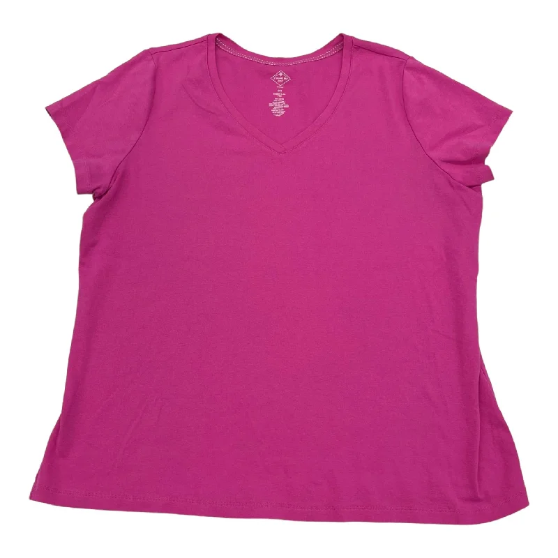 women's T-shirts with high-low hemlinesPink Top Short Sleeve Basic St Johns Bay, Size 2x