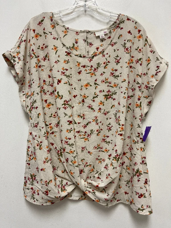 colorful women's T-shirtsFloral Print Top Short Sleeve So, Size 2x