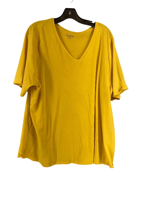 elegant women's T-shirtsYellow Top Short Sleeve Basic Lane Bryant, Size 22