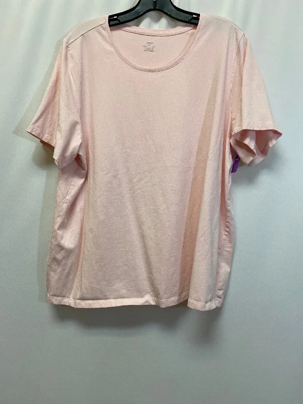 women's T-shirts with cropped lengthsPink Top Short Sleeve Cj Banks, Size 2x