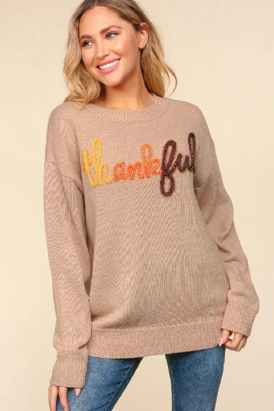 women's tops with beading accentsThankful Shimmer Embroidered Sweater - FINAL SALE