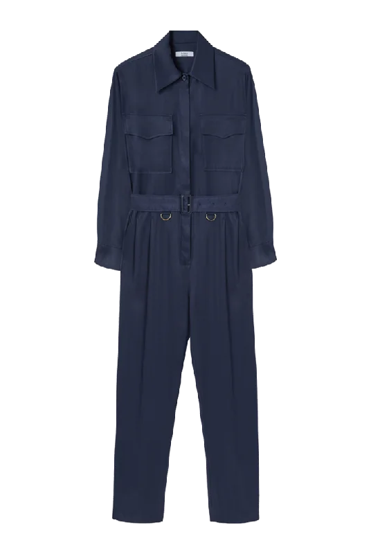 women's casual jumpsuitsPatch Pocket Belted Jumpsuit