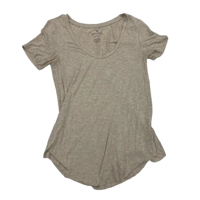 women's T-shirts with international brandingTan Top Short Sleeve Basic American Eagle, Size Xs