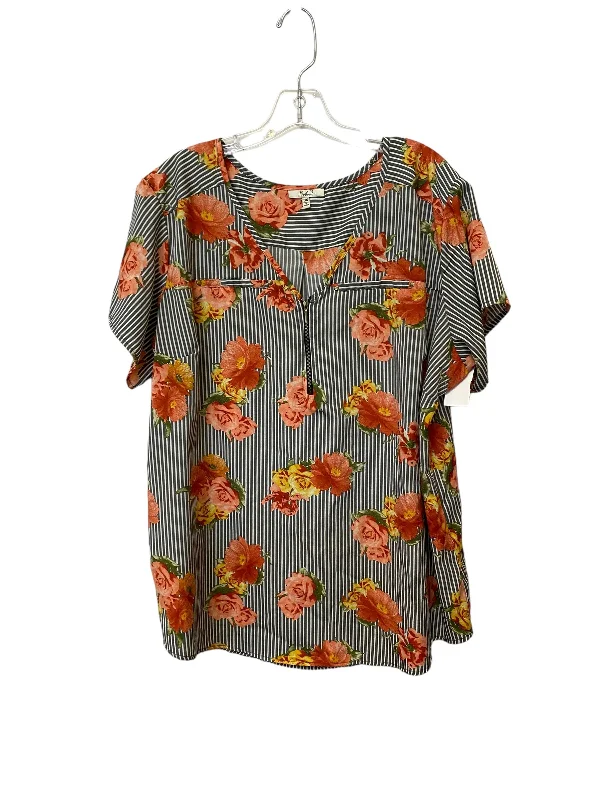 women's T-shirts with relaxed fitsFloral Print Top Short Sleeve Mph, Size 3x