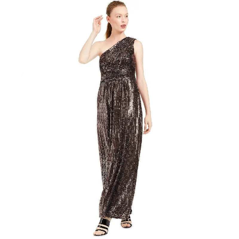 women's chiffon dressesCalvin Klein Women's One-Shoulder Metallic Gown Black Size 4