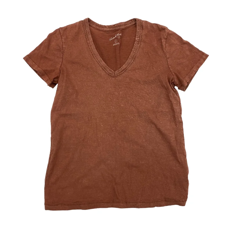 women's T-shirts with exclusive collaborationsBrown Top Short Sleeve Basic Universal Thread, Size Xs