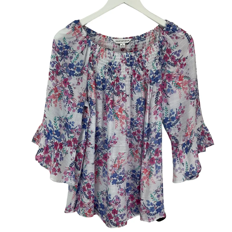 women's long sleeve tops with asymmetrical hemlinesFloral Print Top Long Sleeve Counterparts, Size S