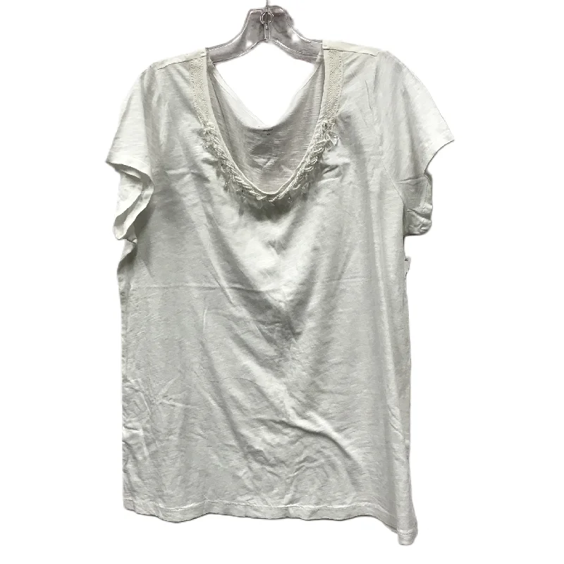 women's T-shirts with tall fitsWhite Top Short Sleeve By Loft, Size: 1x