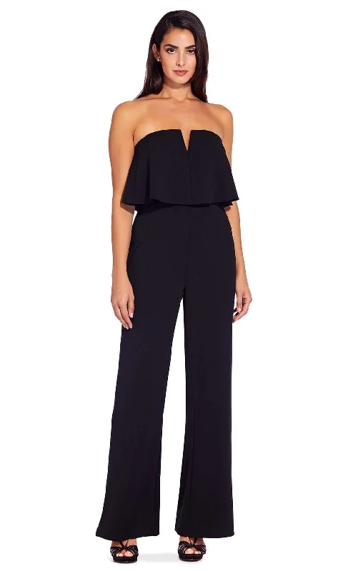 women's jumpsuits for beach outingsAdrianna Papell - Strapless Notch Bodice Crepe Jumpsuit AP1E206916SC