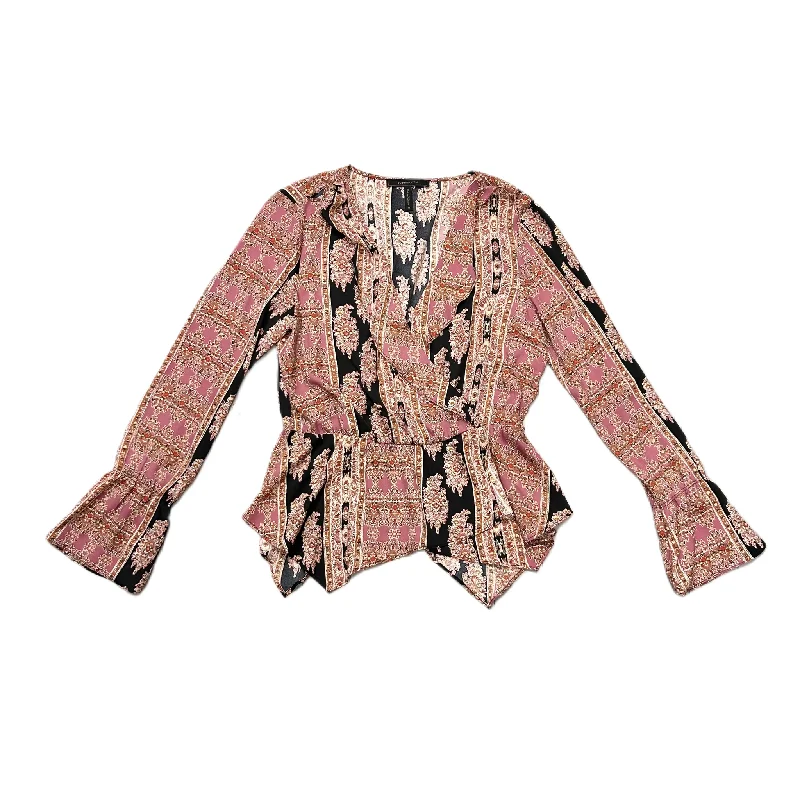 women's long sleeve tops with quilted designsPaisley Print Top Long Sleeve By Bcbgmaxazria, Size: M