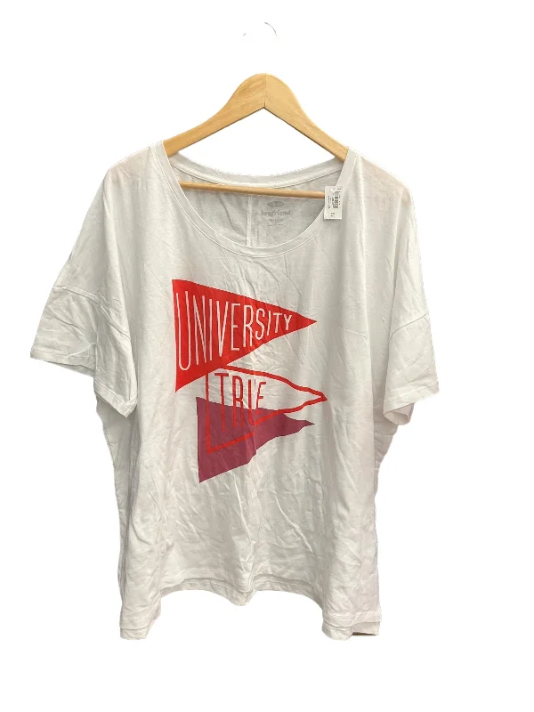 women's T-shirts with retro patternsWhite Top Short Sleeve Basic Old Navy, Size 2x