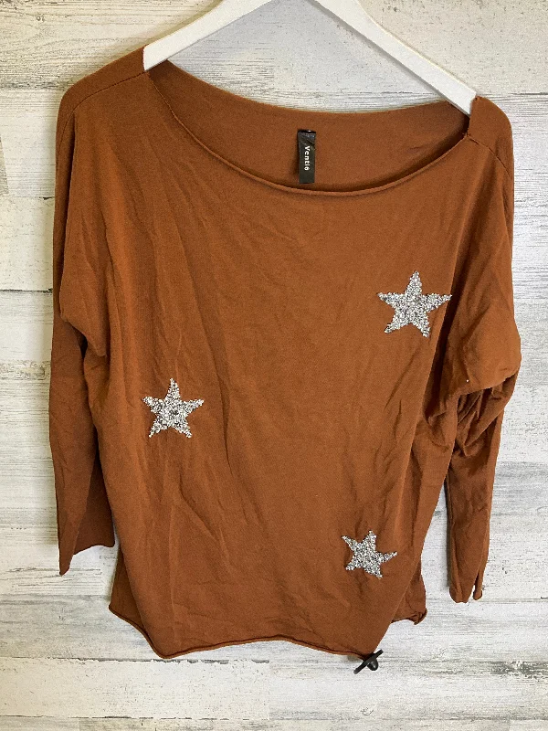 women's long sleeve tops with oversized fitsBrown Top Long Sleeve Clothes Mentor, Size L