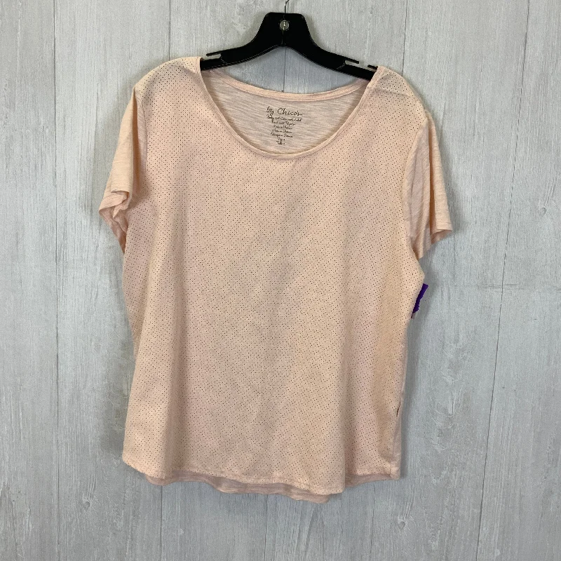 women's T-shirts with petite sizingPink Top Short Sleeve Chicos, Size 2x