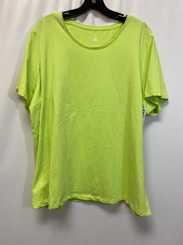 women's T-shirts with loose fitsGreen Top Short Sleeve Cj Banks, Size 2x