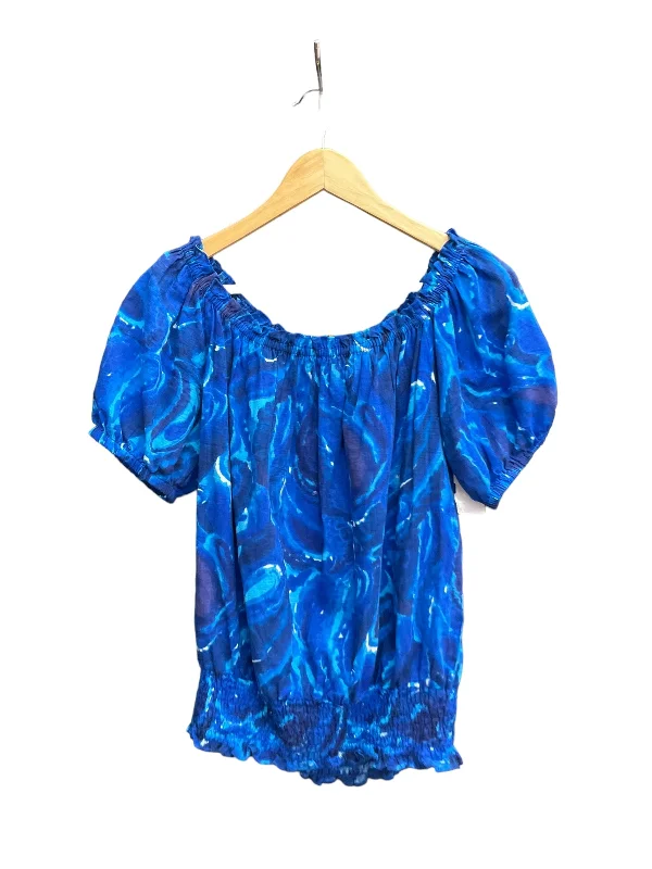 women's T-shirts with breastfeeding accessBlue Top Short Sleeve Michael By Michael Kors, Size M