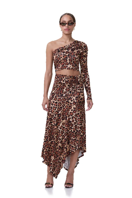 off-the-shoulder women's topsMinnie Top - Cocoa Leopard