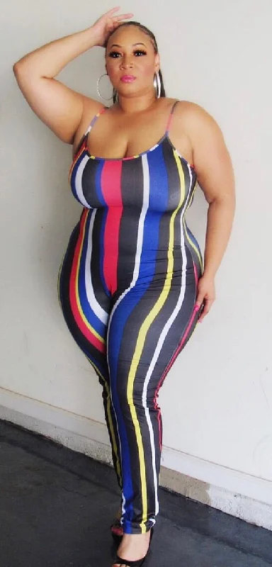 women's jumpsuits with V-necksFinal Sale Plus Size Jumpsuit in Multi Colors