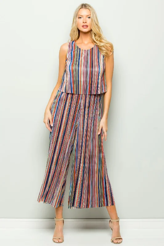 women's jumpsuits with halter necksPanama Multi Stripe Jumpsuit