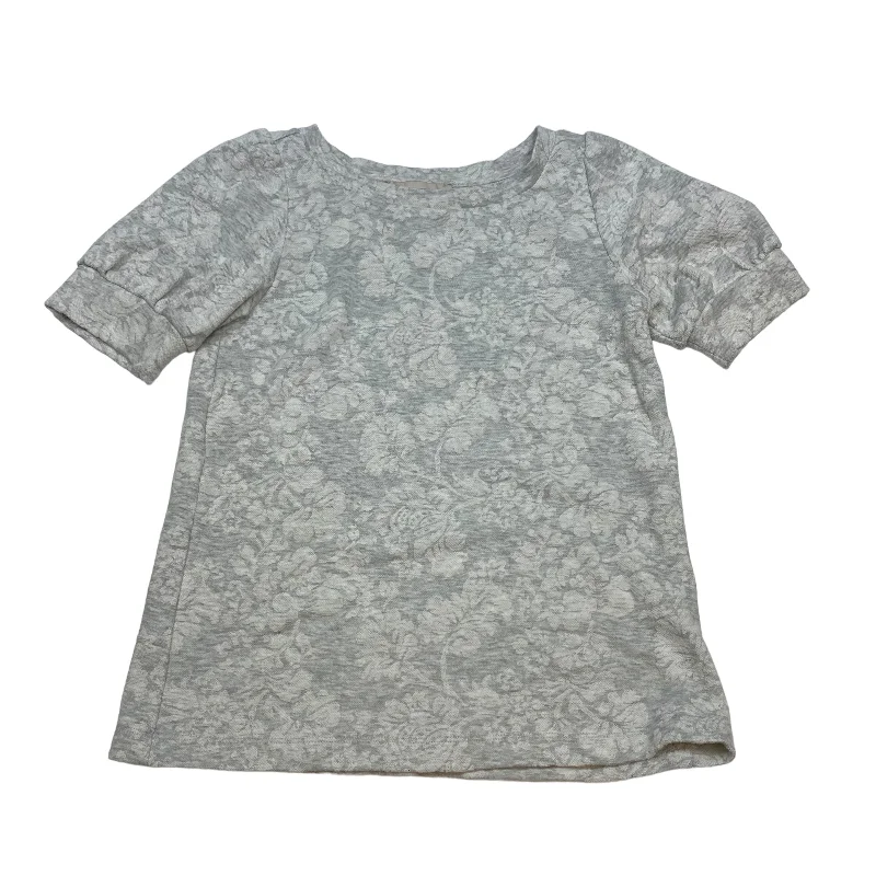 women's T-shirts with round necksGrey Top Short Sleeve Loft, Size Xs