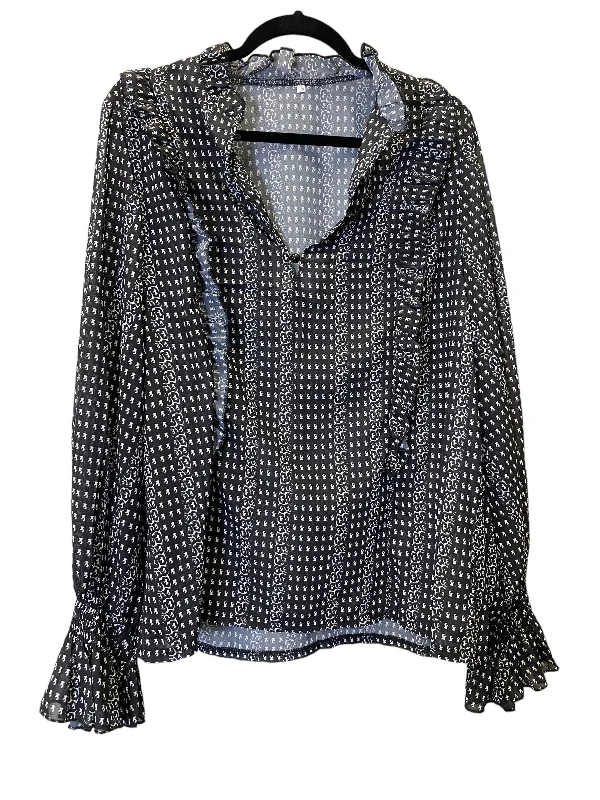 women's long sleeve tops with petite sizingBlack & White Top Long Sleeve Clothes Mentor, Size S