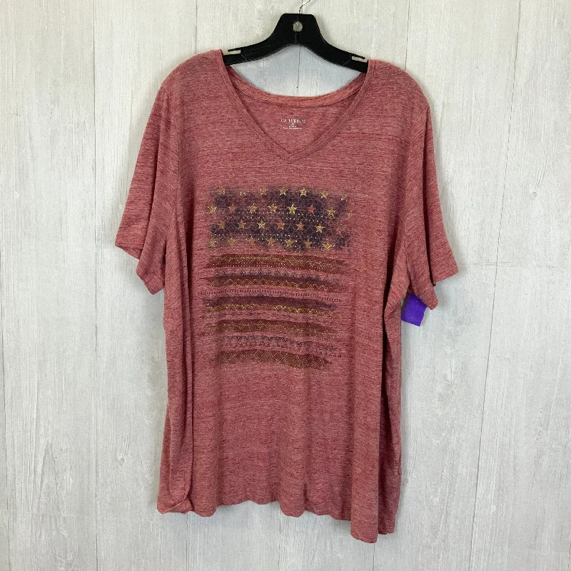 women's T-shirts with ethical sourcingRed Top Short Sleeve Basic Catherines, Size 2x