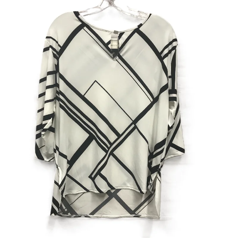 women's long sleeve tops with asymmetrical hemlinesBlack & White Top Long Sleeve By Chicos, Size: M