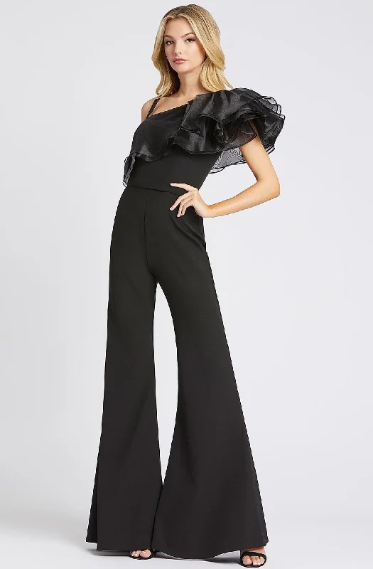 women's jumpsuits for everyday wearIeena Duggal - Tiered Ruffle Asymmetric Bell Bottom Jumpsuit 26314ISC