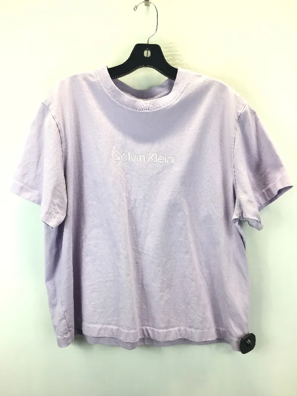 women's T-shirts with ruffle accentsLilac Top Short Sleeve Basic Calvin Klein, Size Xl