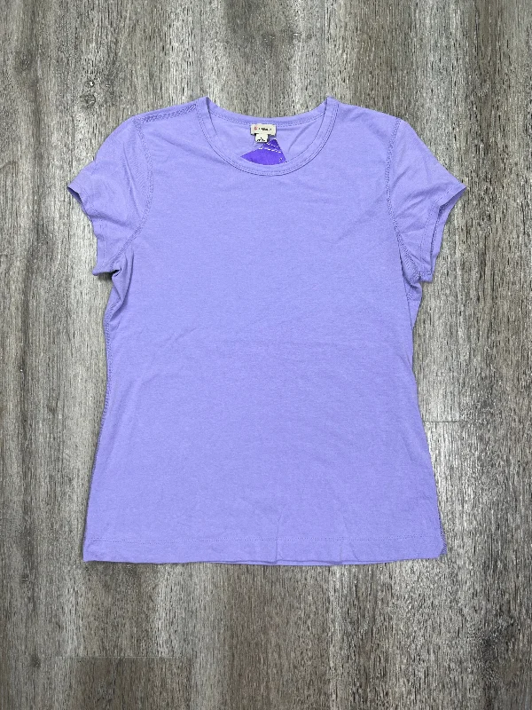 women's T-shirts with ribbed hemsPurple Top Short Sleeve Basic Cremieux, Size L