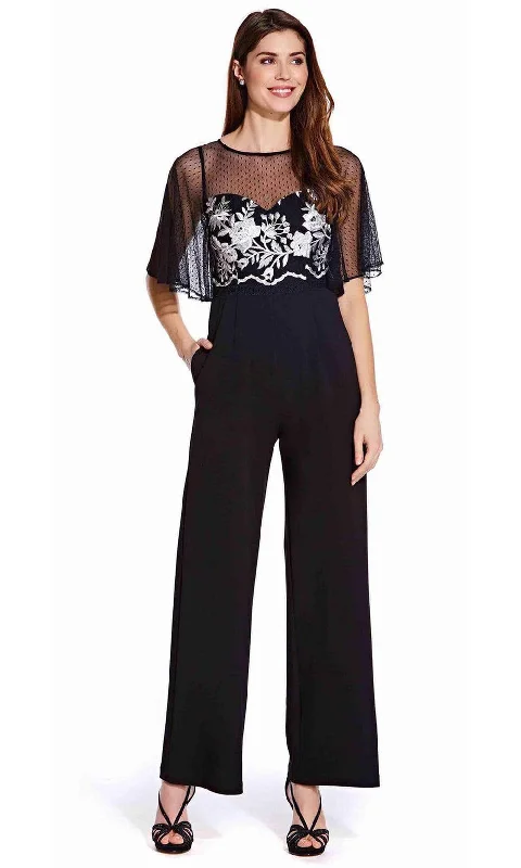 women's formal jumpsuitsAdrianna Papell - AP1E205755SC Flutter Sleeves Jumpsuit