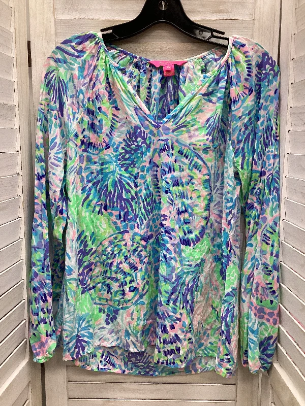 women's long sleeve tops for evening eventsMulti-colored Top Long Sleeve Lilly Pulitzer, Size Xs