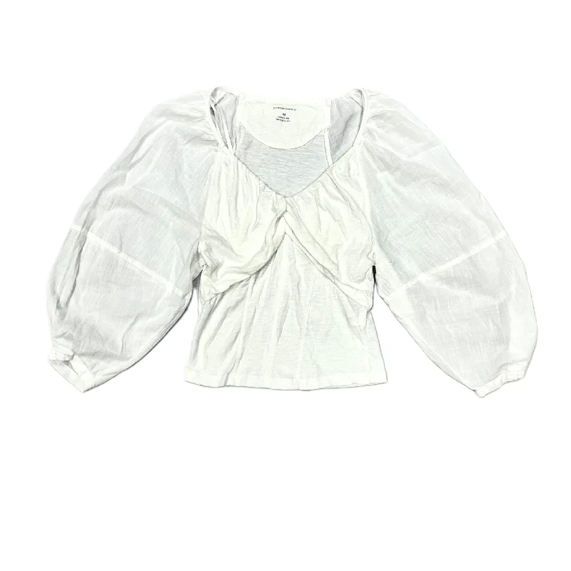 women's long sleeve tops with exclusive collaborationsWhite Top Long Sleeve By Anthropologie, Size: Xs