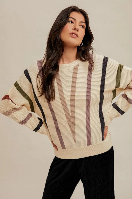 women's tops that offer a perfect blend of style, comfort, and affordabilityMulti Color V Stripe Sweater